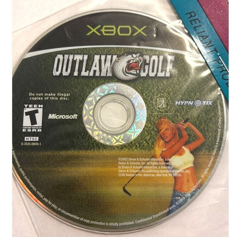 Outlaw Golf Microsoft Xbox 2002 Original OG Video Game Disc NTSC Teen Hypnotix